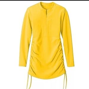 Sailbee Swim Coverup Dress UPF Sun Protection Yellow Long Sleeve NWT size L.